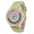 Montre à Quartz en Acier Inoxydable pour Femme avec Bracelet en Similicuir