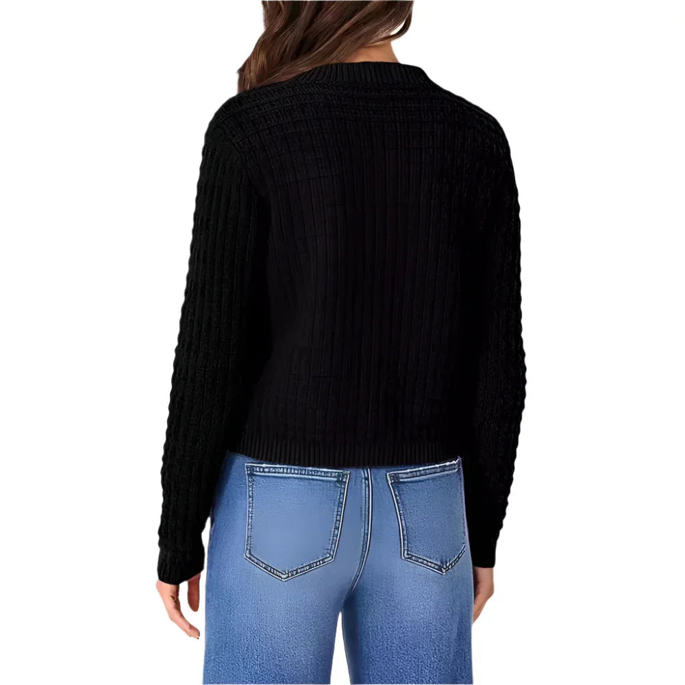 Manteau en tricot ras du cou pour femme, style élégant