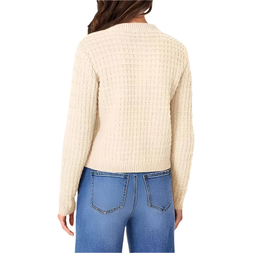 Manteau en tricot ras du cou pour femme, style élégant