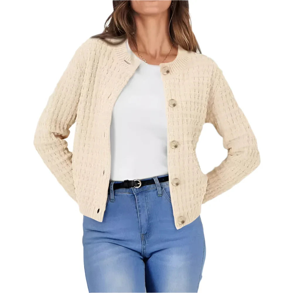 Manteau en tricot ras du cou pour femme, style élégant