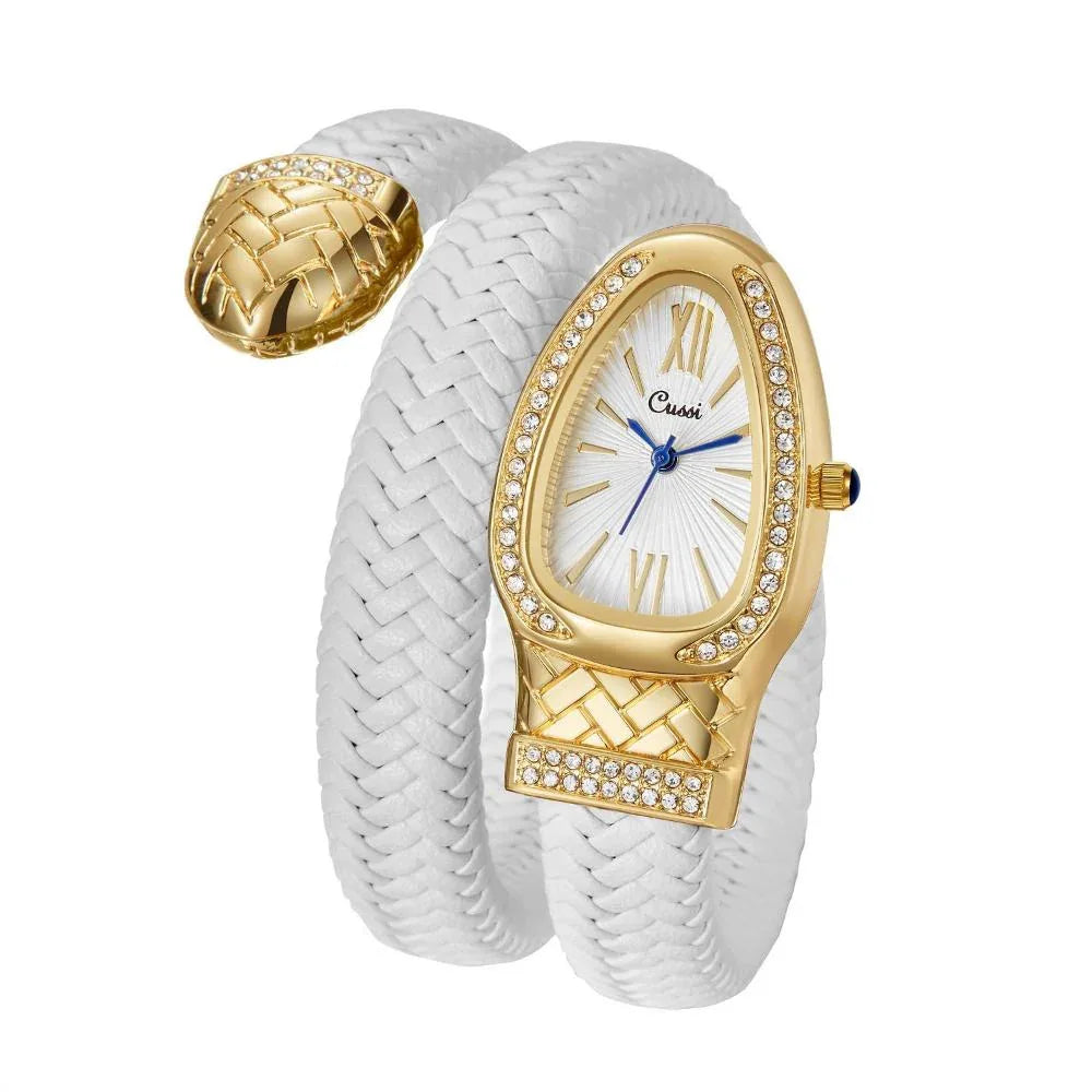 Montre femme avec bracelet en cuir en forme de serpent