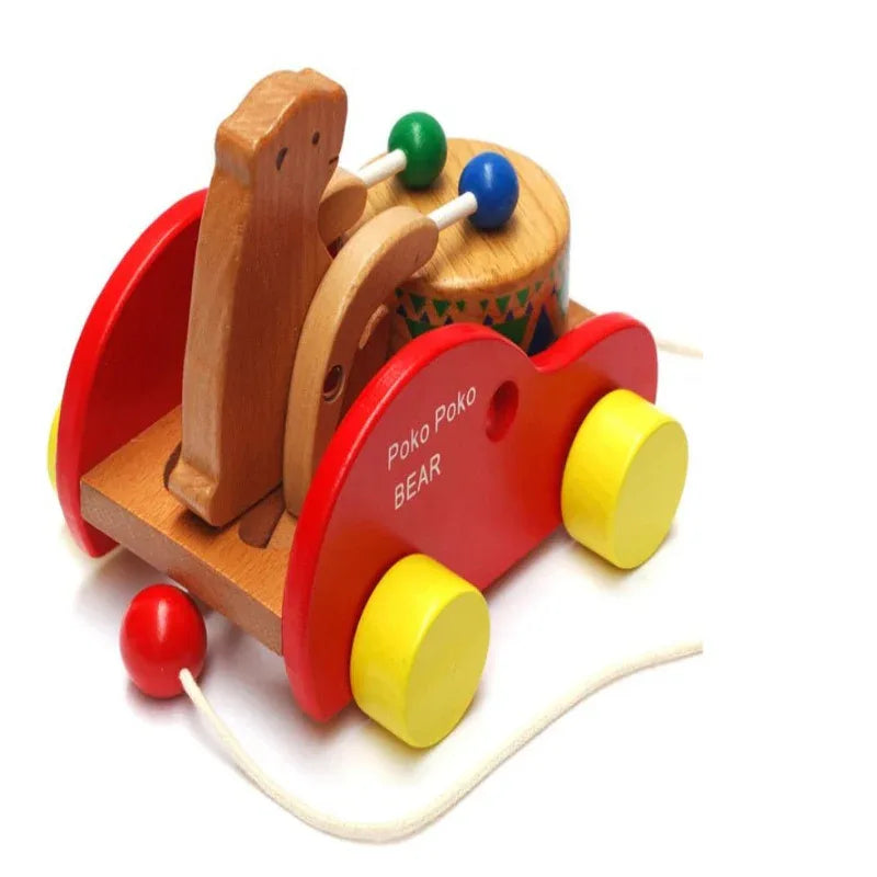 Hölzerne kleine Bär Klopftrommel Frühes Lernspielzeug