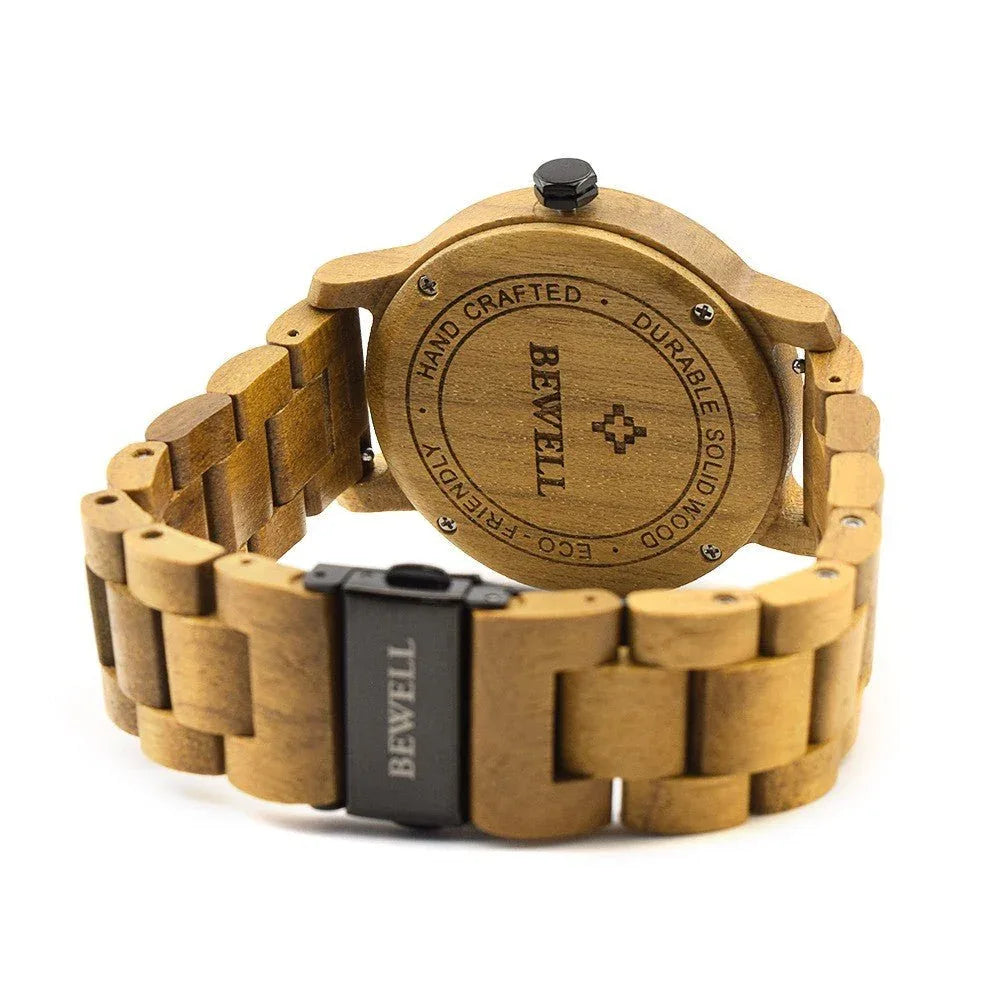 Montre de sport à quartz en bois