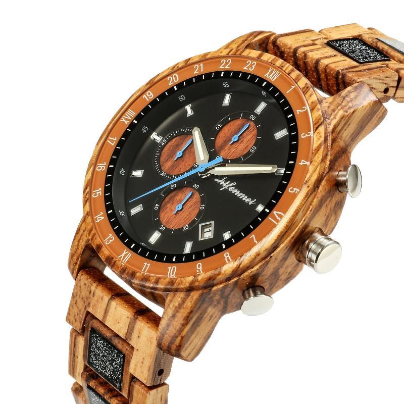 Montre de sport en bois pour homme