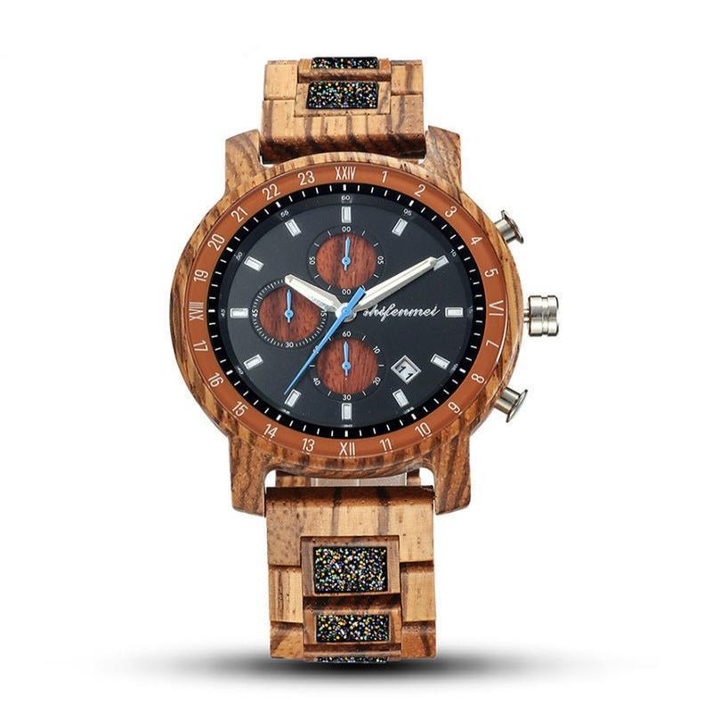 Montre de sport en bois pour homme