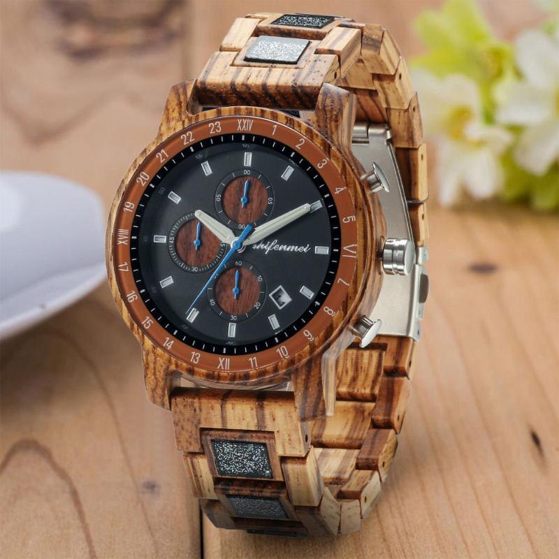 Montre de sport en bois pour homme