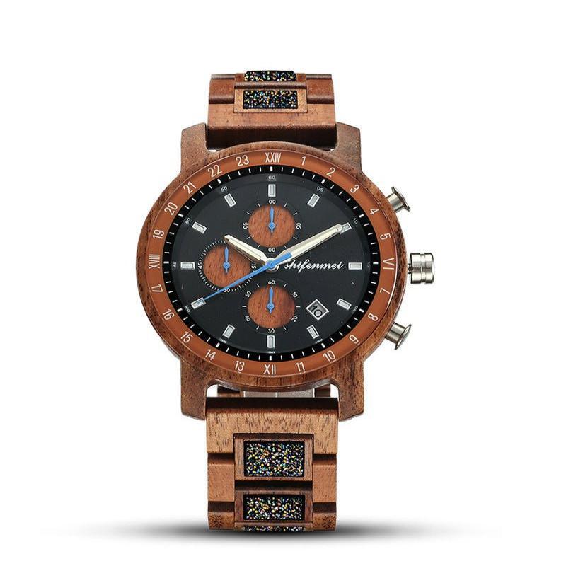Montre de sport en bois pour homme