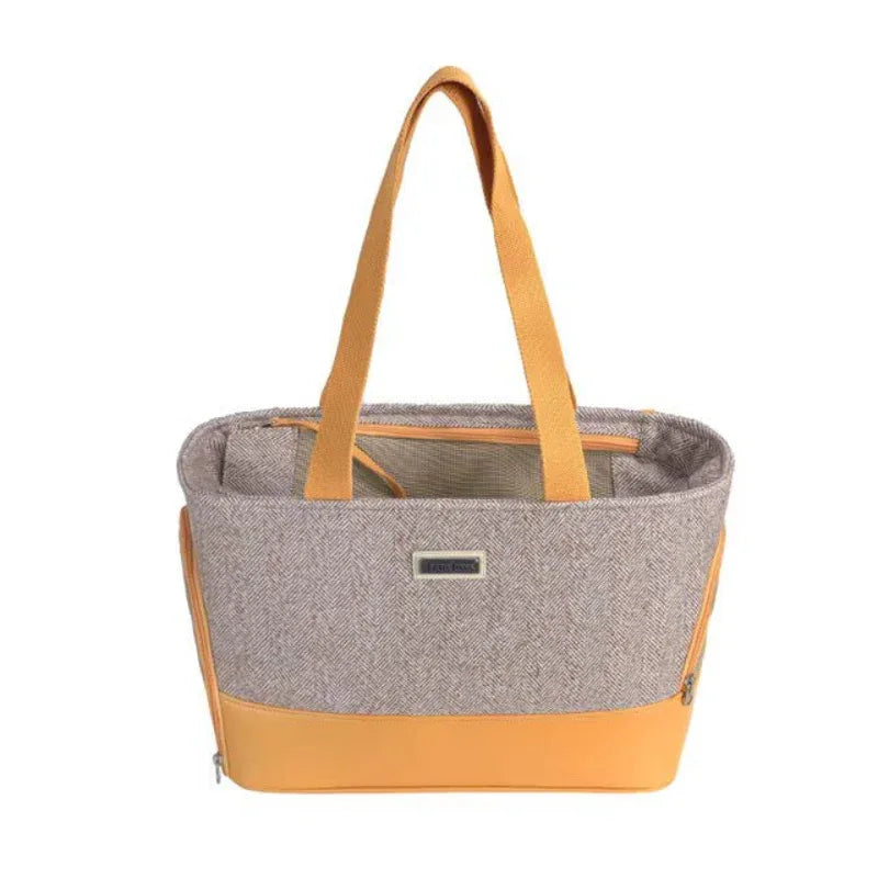 Sac à main portable en laine et cuir PU pour chien ou chat