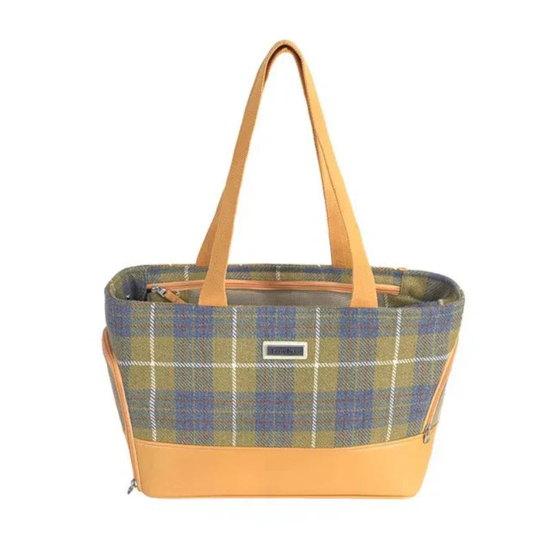 Sac à main portable en laine et cuir PU pour chien ou chat