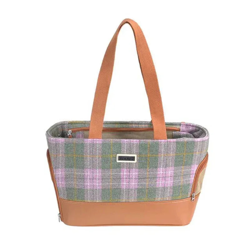 Sac à main portable en laine et cuir PU pour chien ou chat