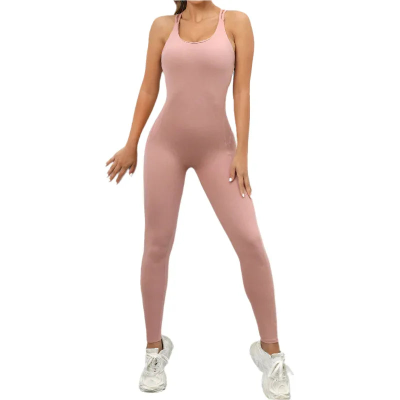 Combinaison de yoga à dos croisé, séchage rapide, ajustée, pour la course, le sport, le fitness, vêtements de sport pour femmes